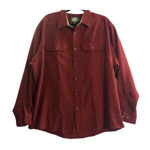CABELAS Men Button Front Long Sleeve Plaid Shacket Shirt Sz XL Red Work 79-27